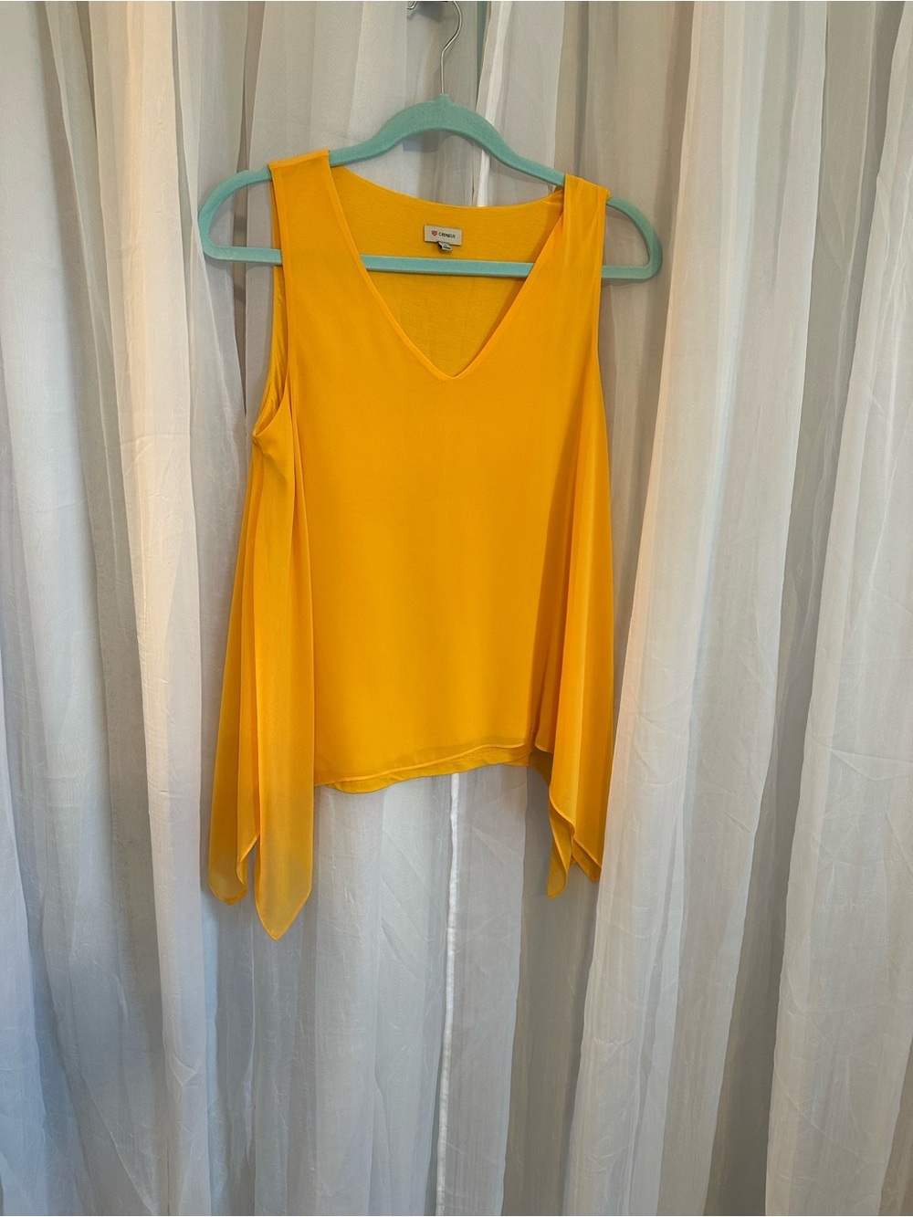 Daniel Cremieux Bright Yellow Sleeveless V-Neck Layered Camisole - Picture 4 of 7